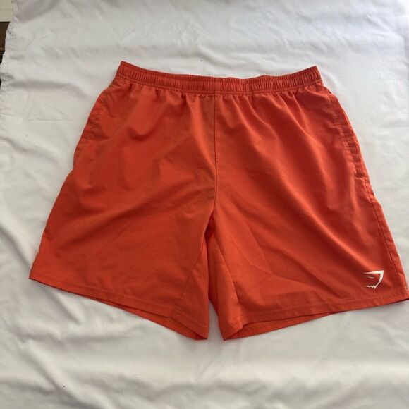 GymShark 7” Men's Arrival Shorts Orange Athletic Size XL Sweat Wicking Pockets - Picture 1 of 7